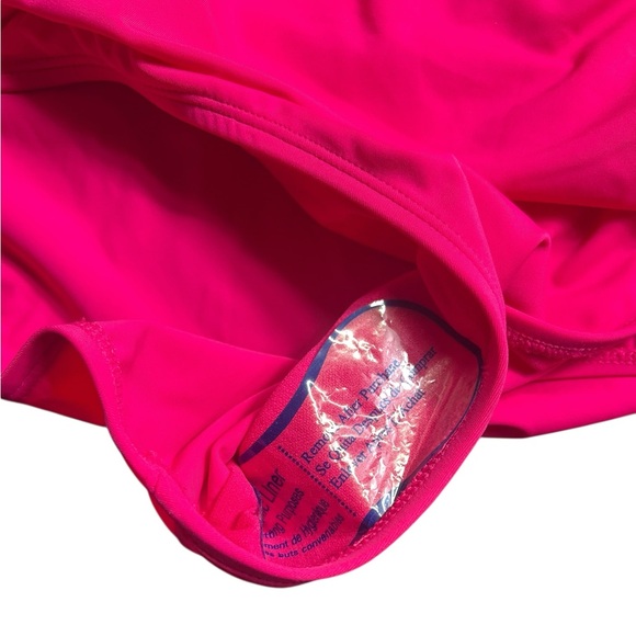 LAUREN RALPH LAUREN Magenta Pink twist One Piece Swimsuit size 8 ESF17107 NWT - Picture 7 of 8